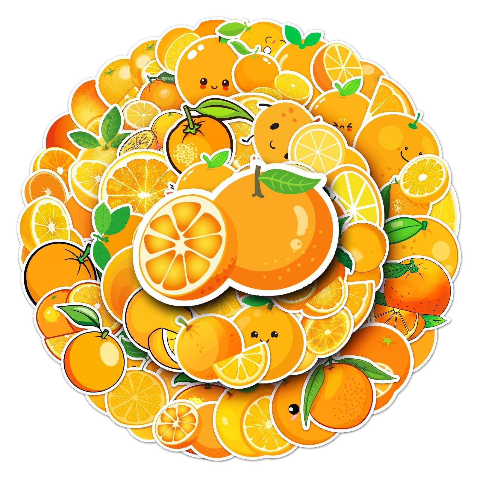Orange Stickers Pack 50Pcs Fruit Stickers for Laptop,Water Bottle,Stickers for Kids,Toddlers,Teens, Girls, Adults
