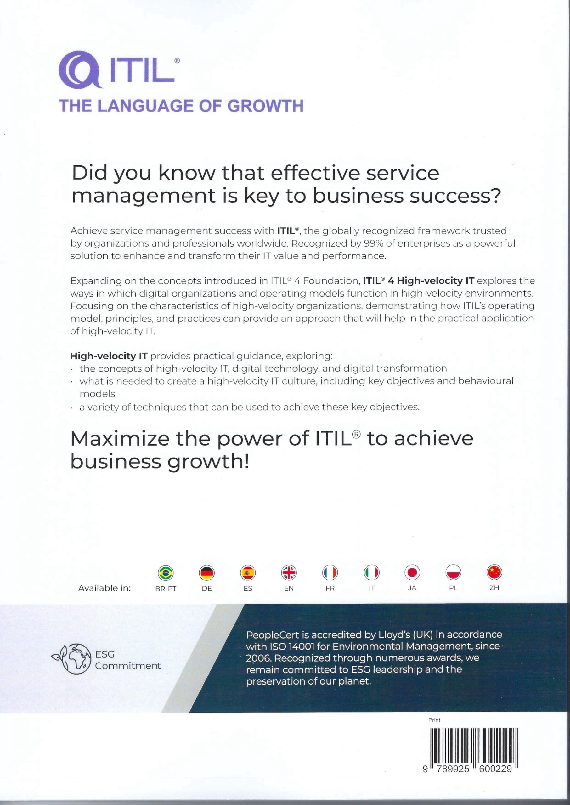 ITIL® 4: High-velocity IT (Latest Version)