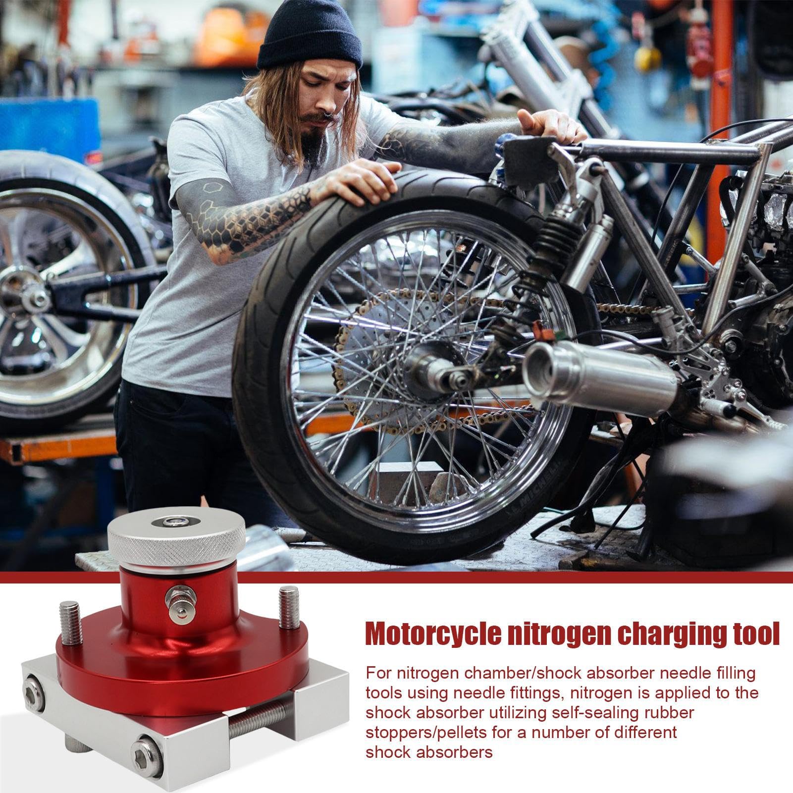 Motorrad-Stickstoff-Ladegerät,Stickstoff-Ladegerät | Aufhängungs | Stoßdämpfer-Stickstoff-Füllwerkzeug | Motorradzubehör, Wartungswerkzeug Für ATV, Motorrad