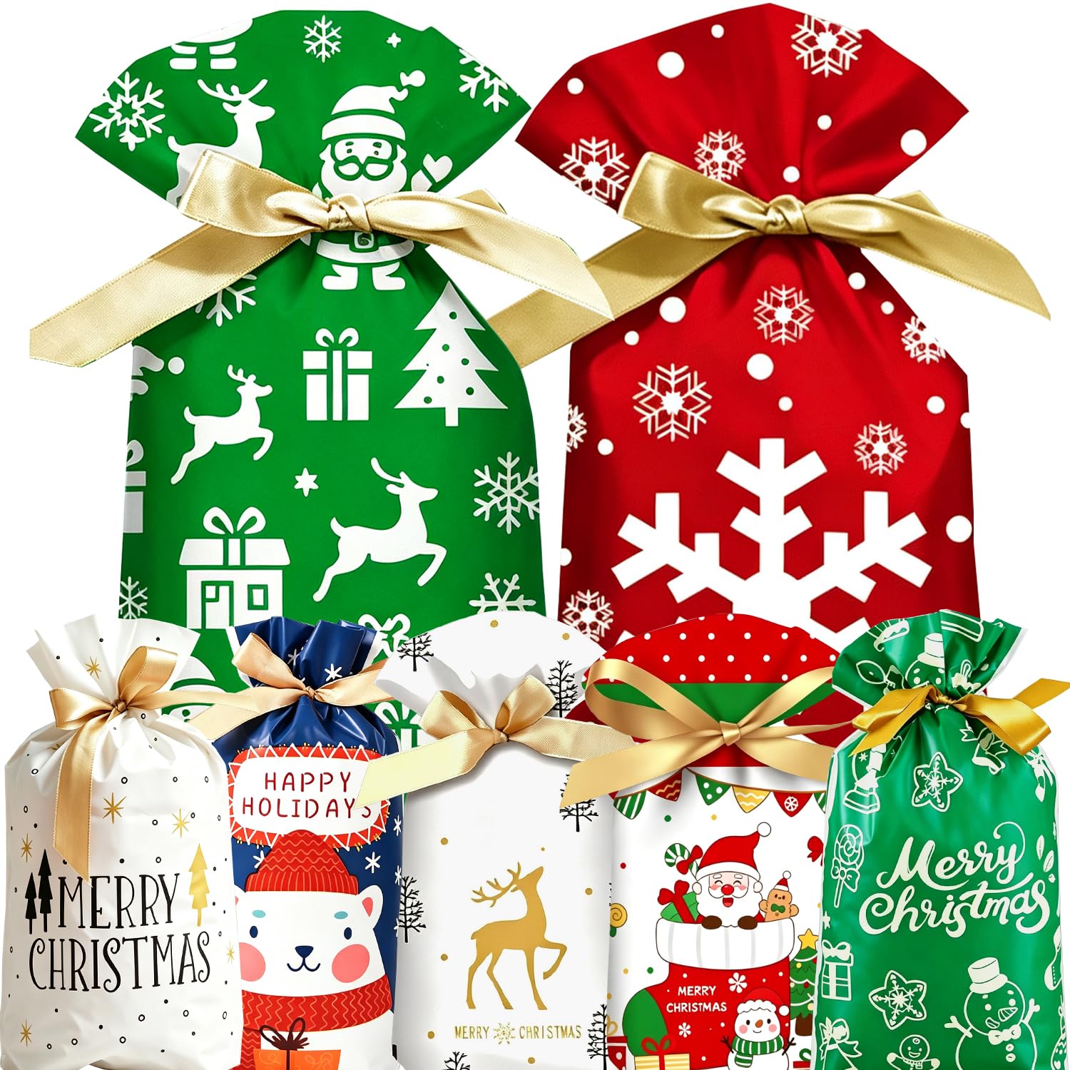 30pcs Christmas Gift Bags in Various Sizes for Christmas Party
