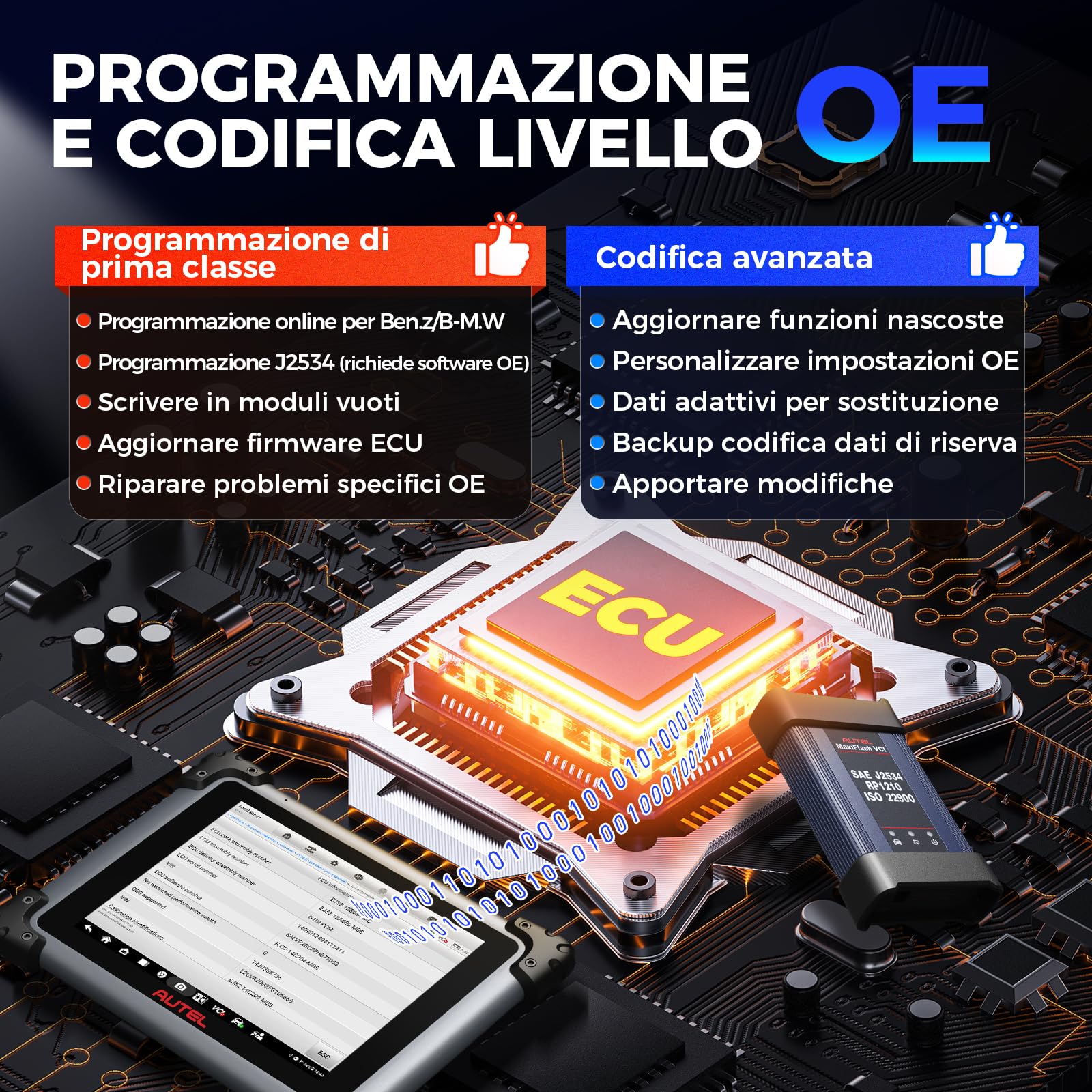 Autel MaxiSYS Elite II PRO OBD2 Auto Diagnostica: 2 Anni Aggiornamento[€2590] Diagnosi Auto Professionale, J2534 Programmazione e Codifica, Su di MS908S Pro II, 40+ Servizio, 3K+ Test Attivi, FCA SGW