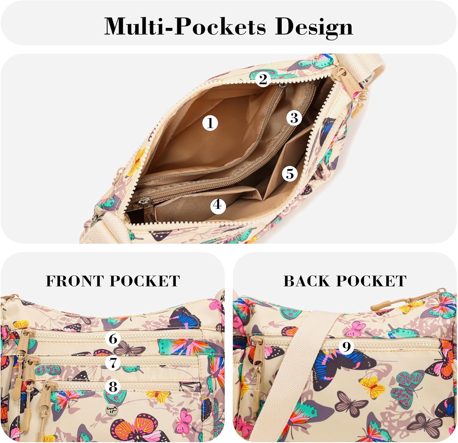 AOCINA Crossbody Bags for Women Multi Pocket Nylon Lightweight Ladies Purses Messenger Shoulder Handbags Satchel Travel Bag - Image 3