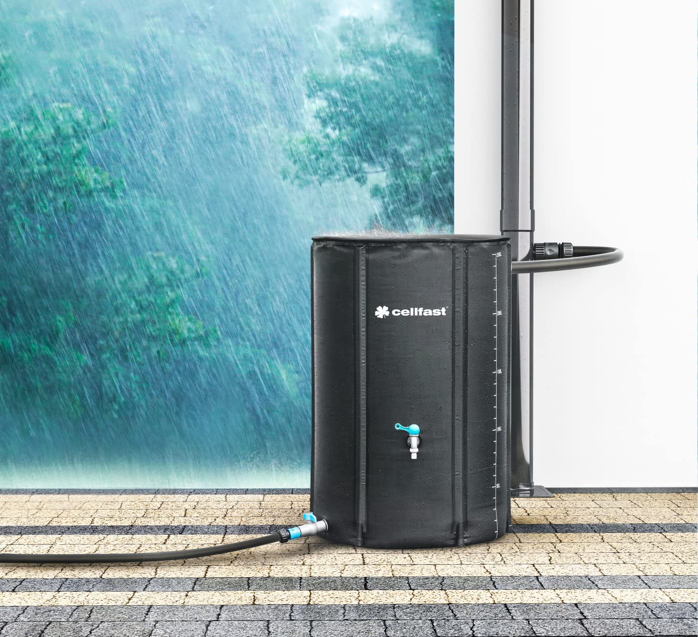 Cellfast Serbatoio dell'acqua piovana pieghevole, maneggevole, leggero, facile da montare, cerniera, alta qualità, capacità 250 l