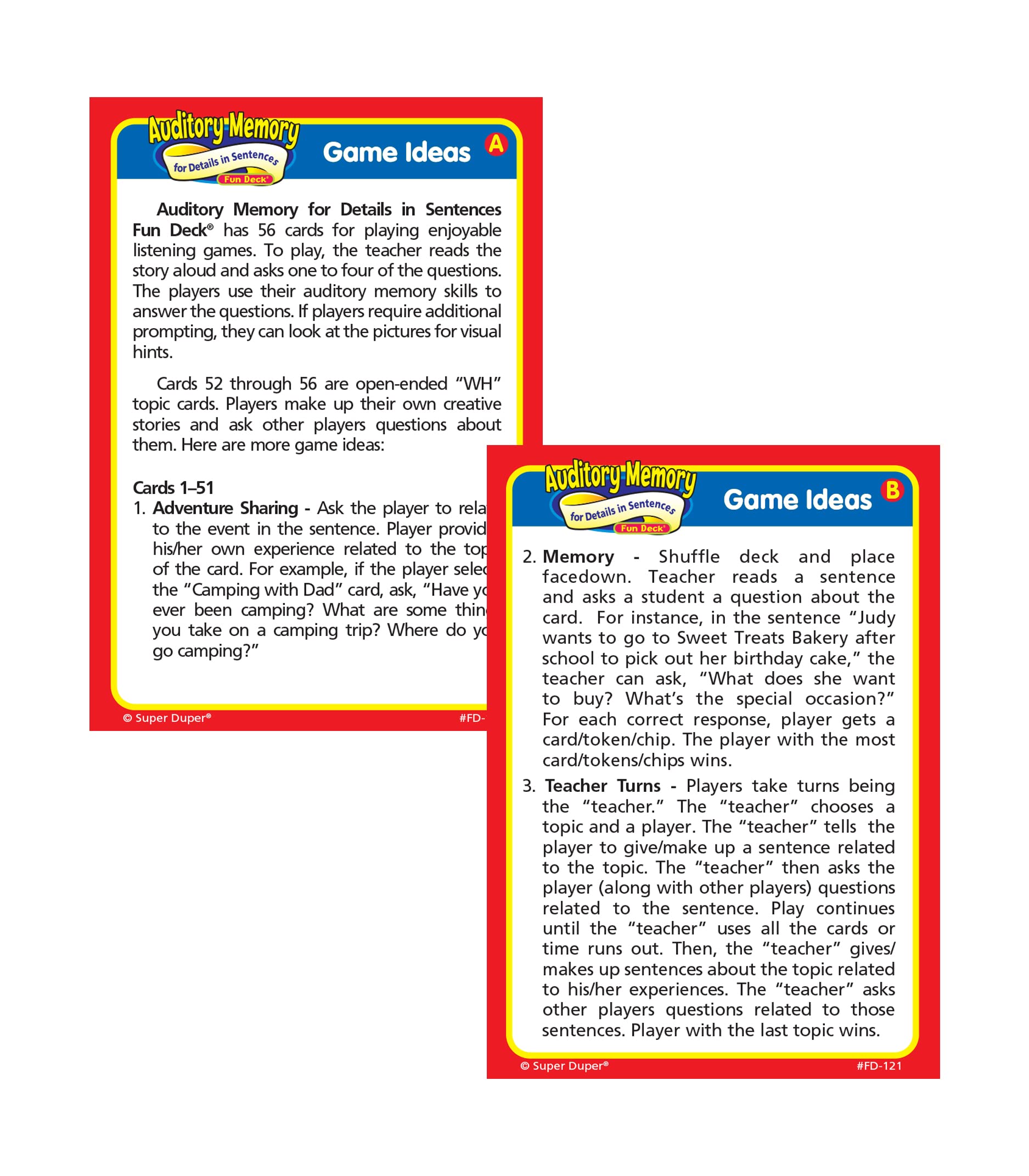 Buy Super Duper Publications | Auditory Memory for Details in Sentences ...