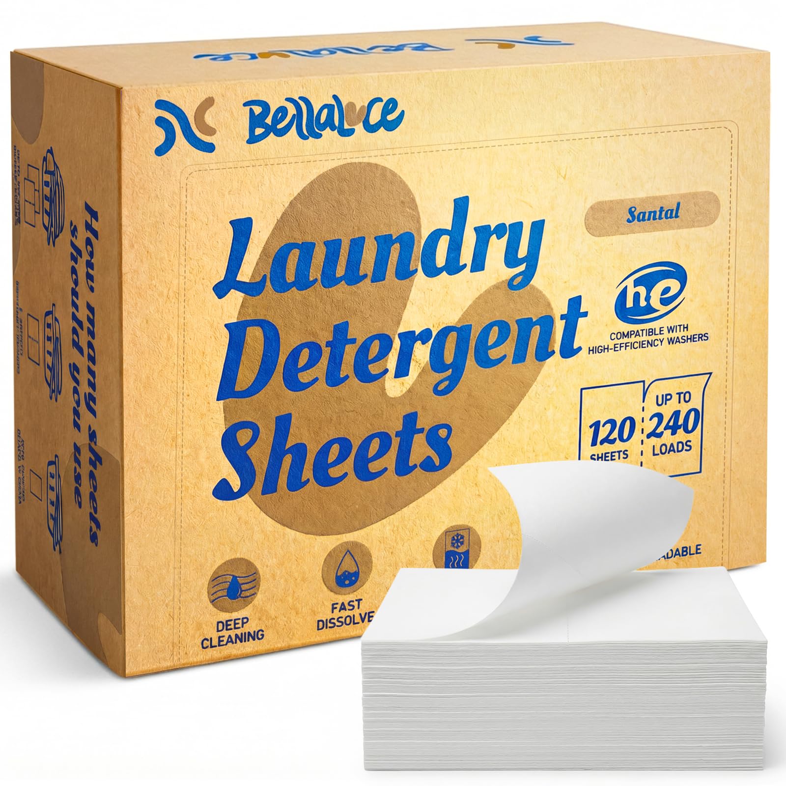 Laundry Detergent Sheets - 240 Loads Boys Santal Laundry Sheets for Dorm,College,Home,Hotel,Apartment,Camping,Cruise,Road Trip,Beach Vacation,Backpack