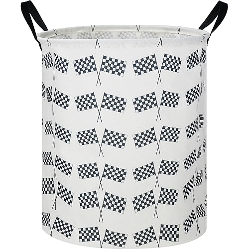CLOCOR Kids Laundry Basket,Waterproof Baby Boys Nursery Hamper,Collapsible Fabric Storage Container,Toys Bin,Room Decor,Gift Basket（Racing