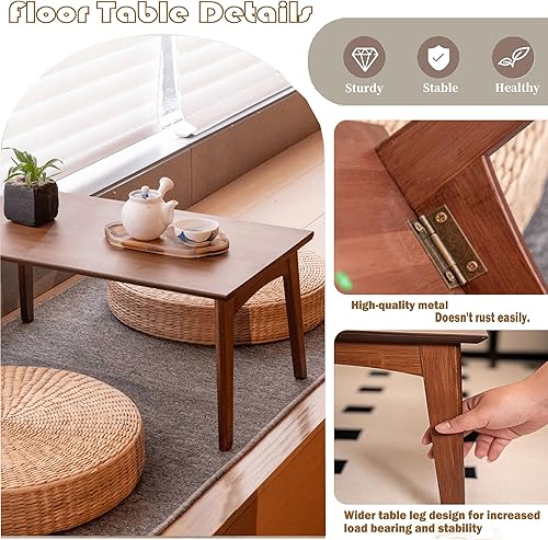 Miniatura 3 de Mesa auxiliar plegable de madera, sin montaje, mesa baja plegable japonesa para espacios pequeños, tatami, mesa plegable para sala de estar, oficina