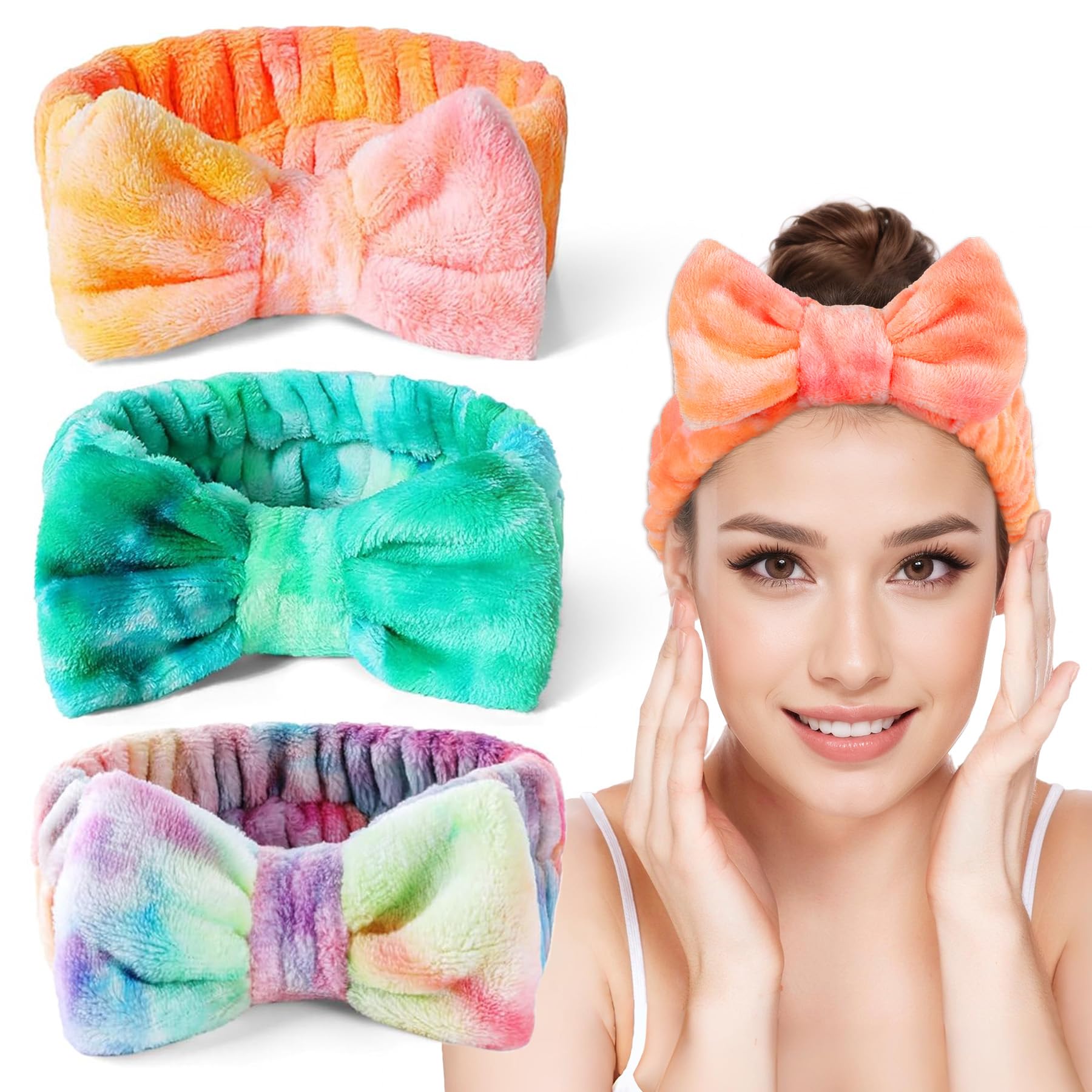 LADES Soft Skincare Headband – Adjustable, Comfortable & Stretchy Fabric, Cute Patterns for Makeup, Facial – Non-Slip, Hea...