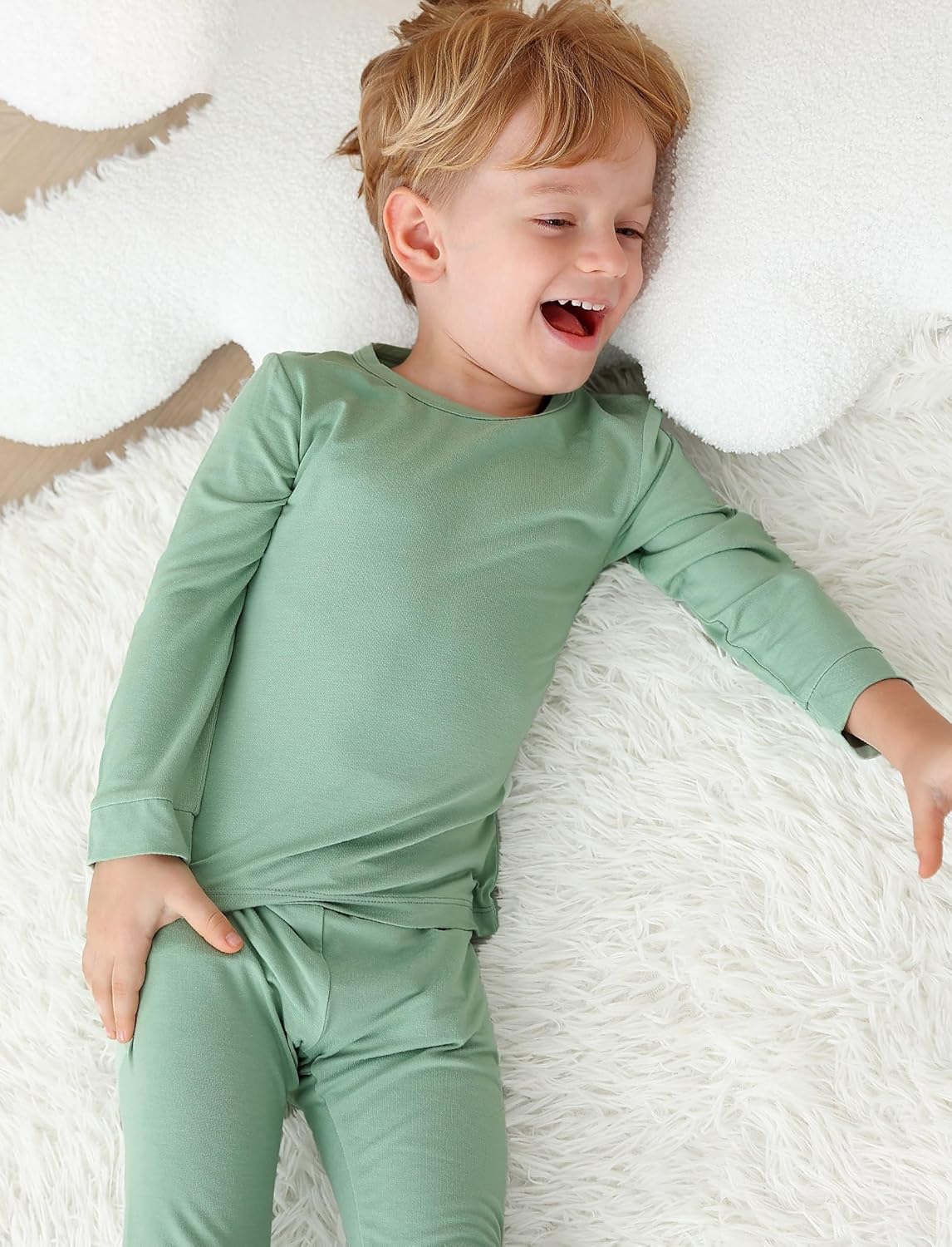 JunNeng Bamboo Viscose Pajamas for Toddler 4 Piece Baby Boys & Girls Snug Fit Long Sleeve Striped PJs Sleepwear, 12M-6Y - Image 3