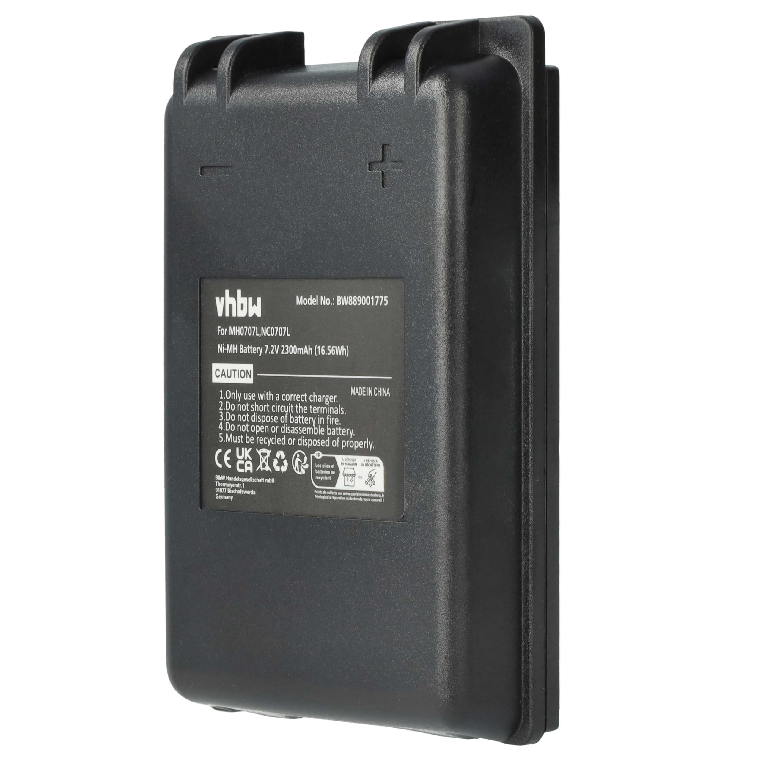 vhbw Batteria Compatibile Autec UTX97 CB71.F FUA10 Radiocomando Industriale Telecomando 2300mAh 7,2V NiMH Nero