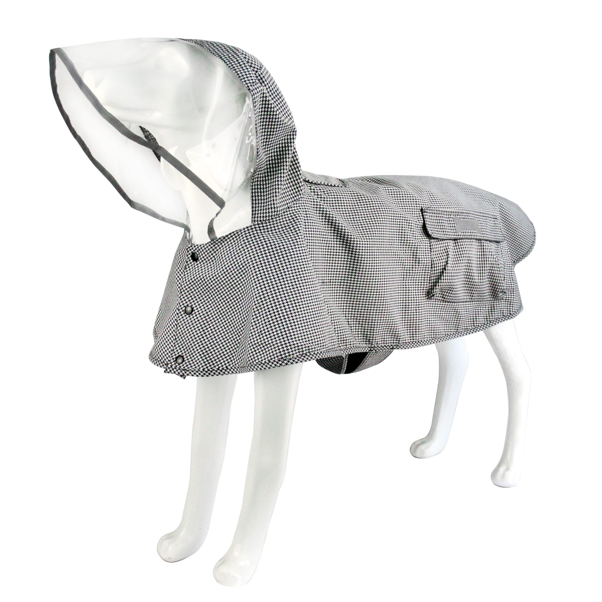 Waterproof Dog Raincoat, Adjustable Reflective Lightweight Pet Rain Clothes with Poncho Hood(Medium,Black&White)