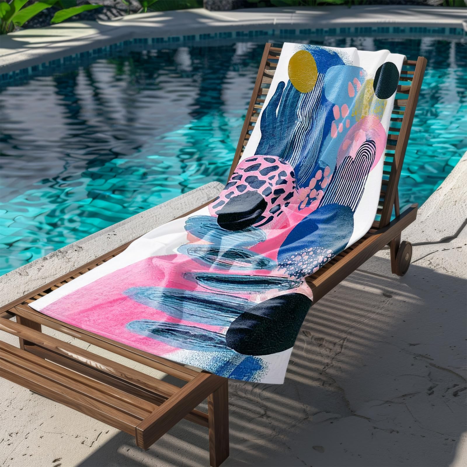 Genérico Toalla Playa 90X180 Azul Rosa Negro Abstracto Grande Toallas de Playa Microfibra Ligera Secado Rápido Sin Arena para Mujer Hombre Viajes Vacaciones Natación Camping