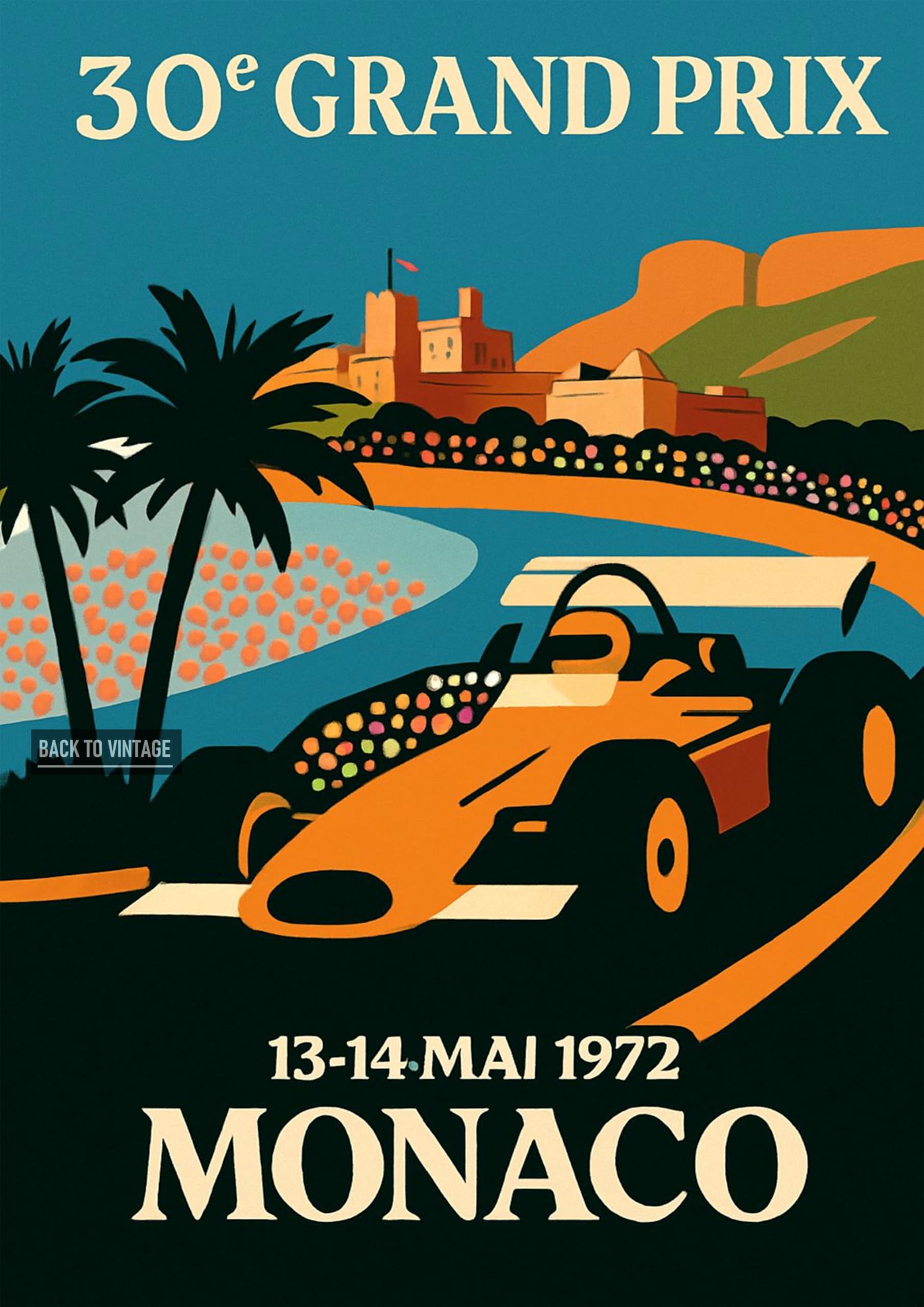 Monaco 1972 - Retro F1 Racing Poster A4 Wall Art Home Decor with Vintage Grand Prix Car Illustration for Classic Motorsport Enthusiasts