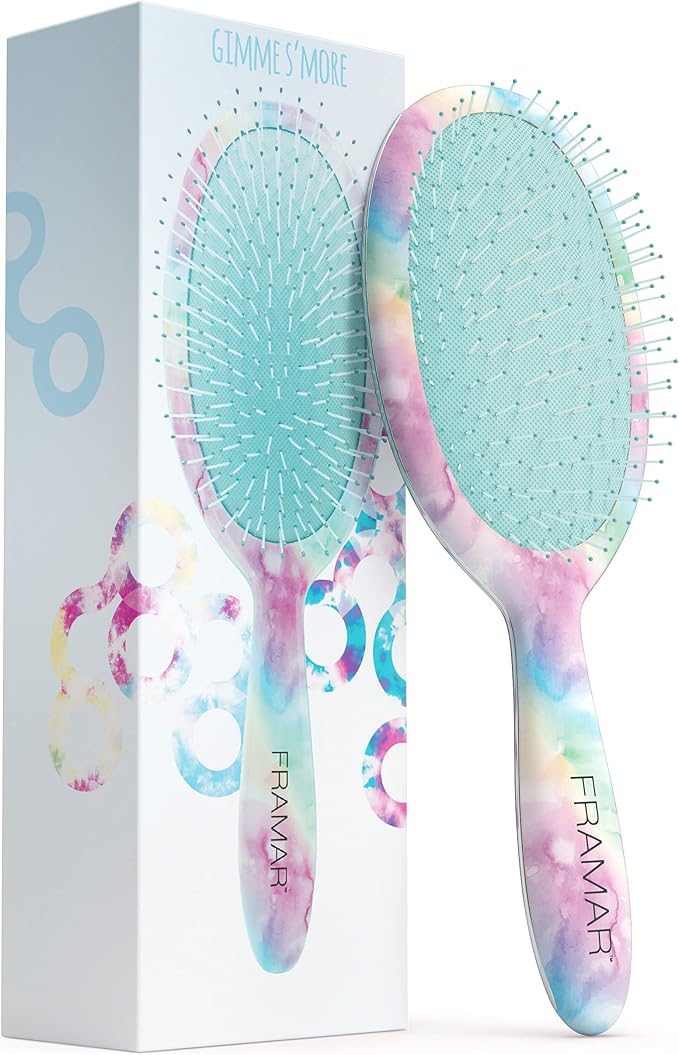 FRAMAR Detangling Brush for Curly Hair Blue Tie Dye Hair Brushes for