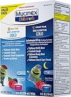 Vista 10 de Mucinex Resfriado y Tos, Líquido Multi-Síntoma para Niños Día/Noche, Sabor a Bayas, 8oz (2x4oz) Alivia la Congestión Nasal y del Pecho, Diluye