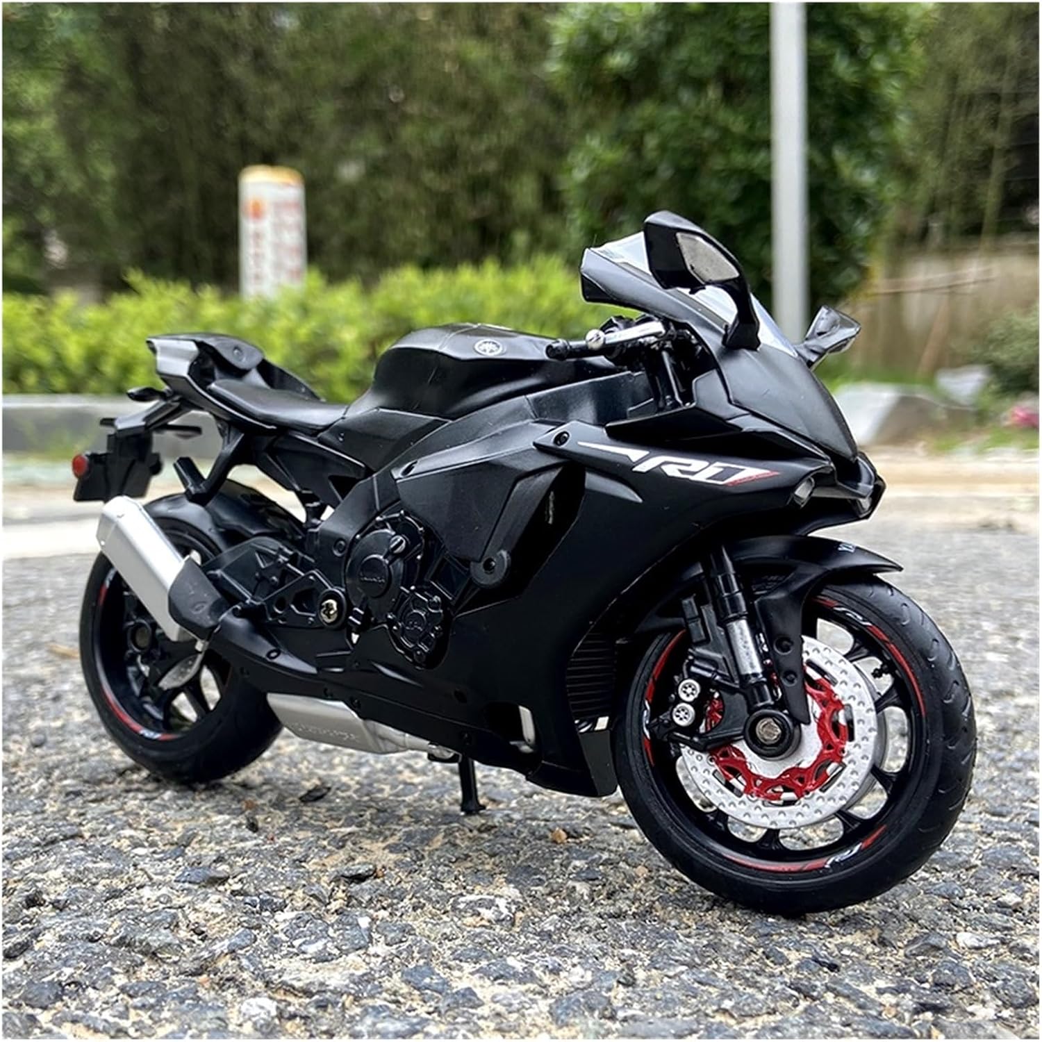 Scale Model 1:12 Scale for Yamaha R1 Motorcycle Model Kit Black Static Die Cast Collection Dust Cover Version Collectible Ornaments