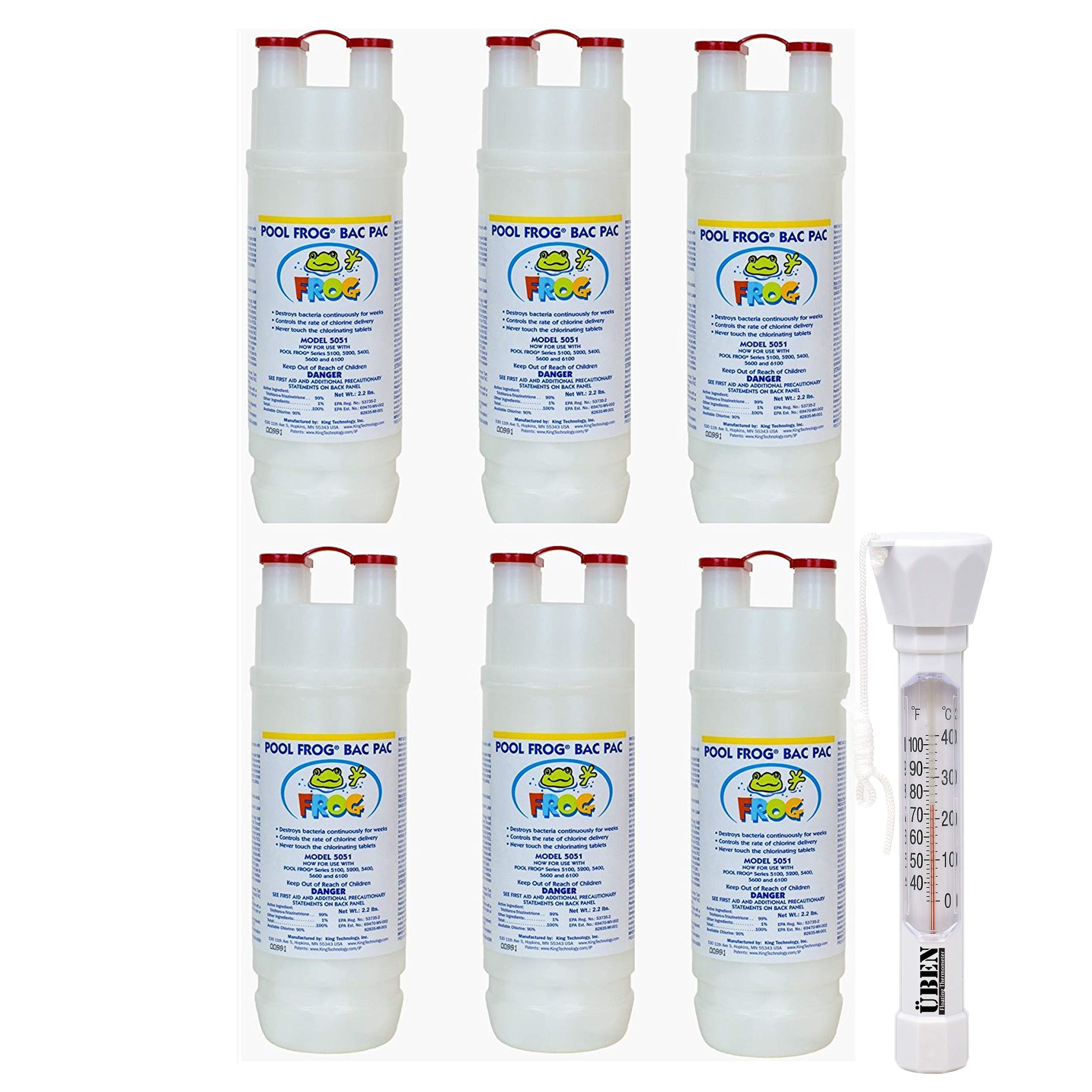 Pool FROG Bac Pac 6-pack - Use with Pool FROG Models 5100 5200 5400 5600 & 6100 with Floating Buoy Üben Pool Thermometer