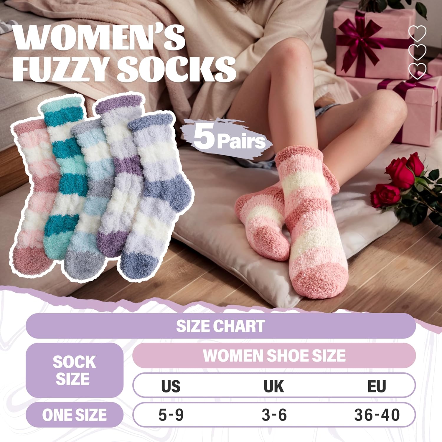 Anlisim Fuzzy Socks for Women, Soft Thick Winter Warm Fleece Slipper Socks image 4