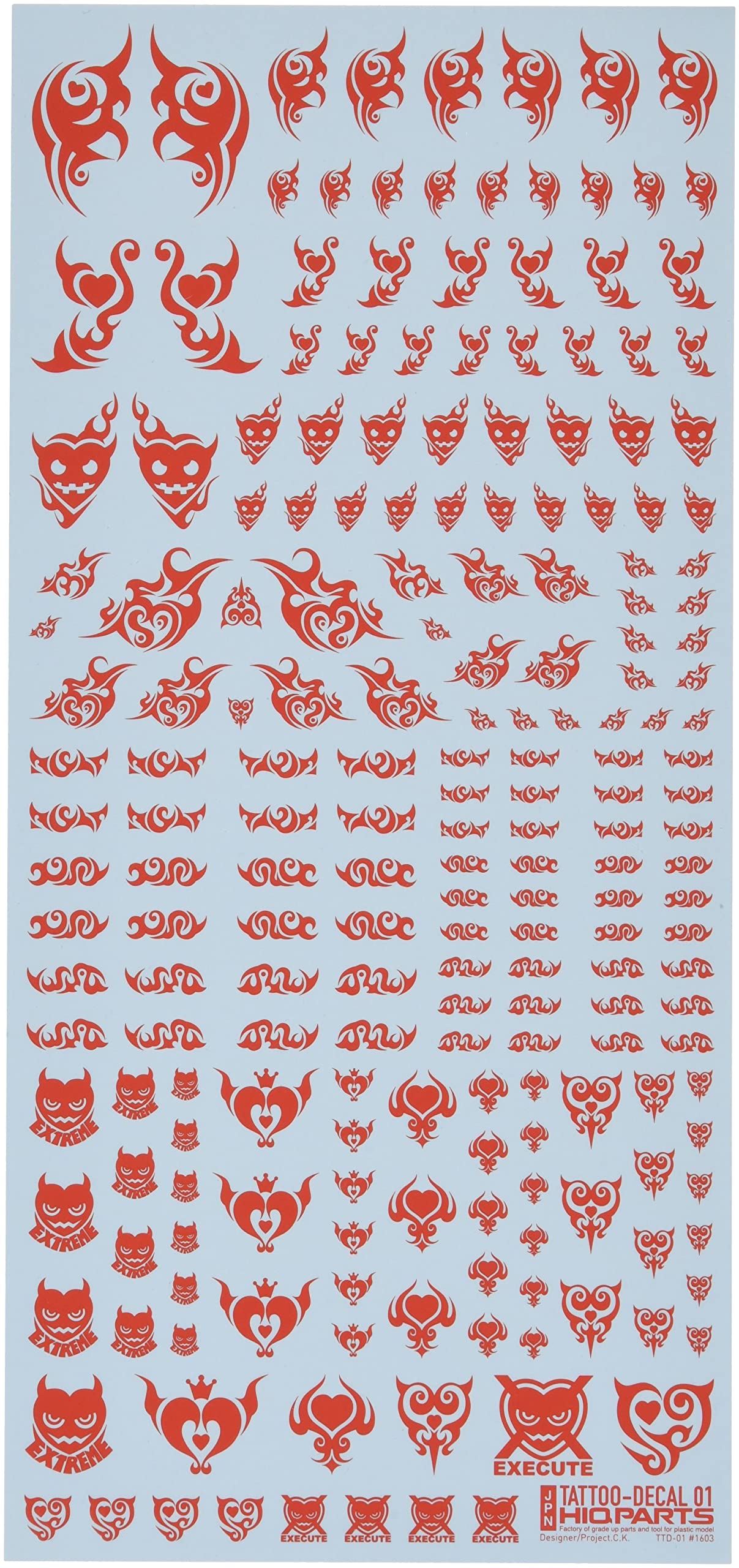 HiQ Parts Tattoo Decals 01 Heart/Red 1 Pieces Plastic Model Decals TTD-01-RED