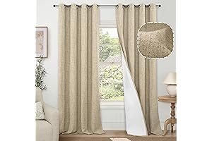 Faux Linen Textured Burlap Blackout Curtains for Living Room