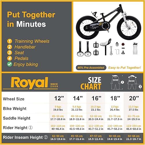 Miniatura 6 de RoyalBaby - Bicicleta unisex de estilo libre, 12, 14, 16, 18, 20 pulgadas, para niños de 3 a 12 años, múltiples opciones de color