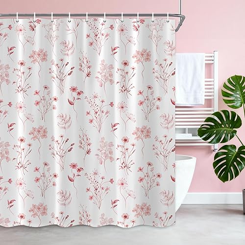 Miniatura 14 de Cortina de Ducha Verde Salvia con Flores Florales, Cortina de Ducha Botánica Acuarela de Eucalipto para Baño, Linda Cortina de Ducha Impermeable de