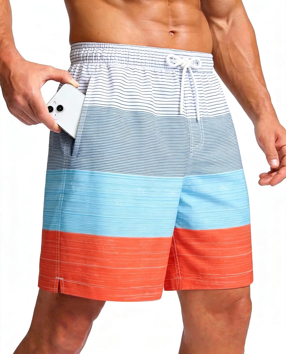 Mens Swim Trunks with Mesh Lining Quick Dry Bathing Suits Swimming Board Shorts 7"/9" with Pockets