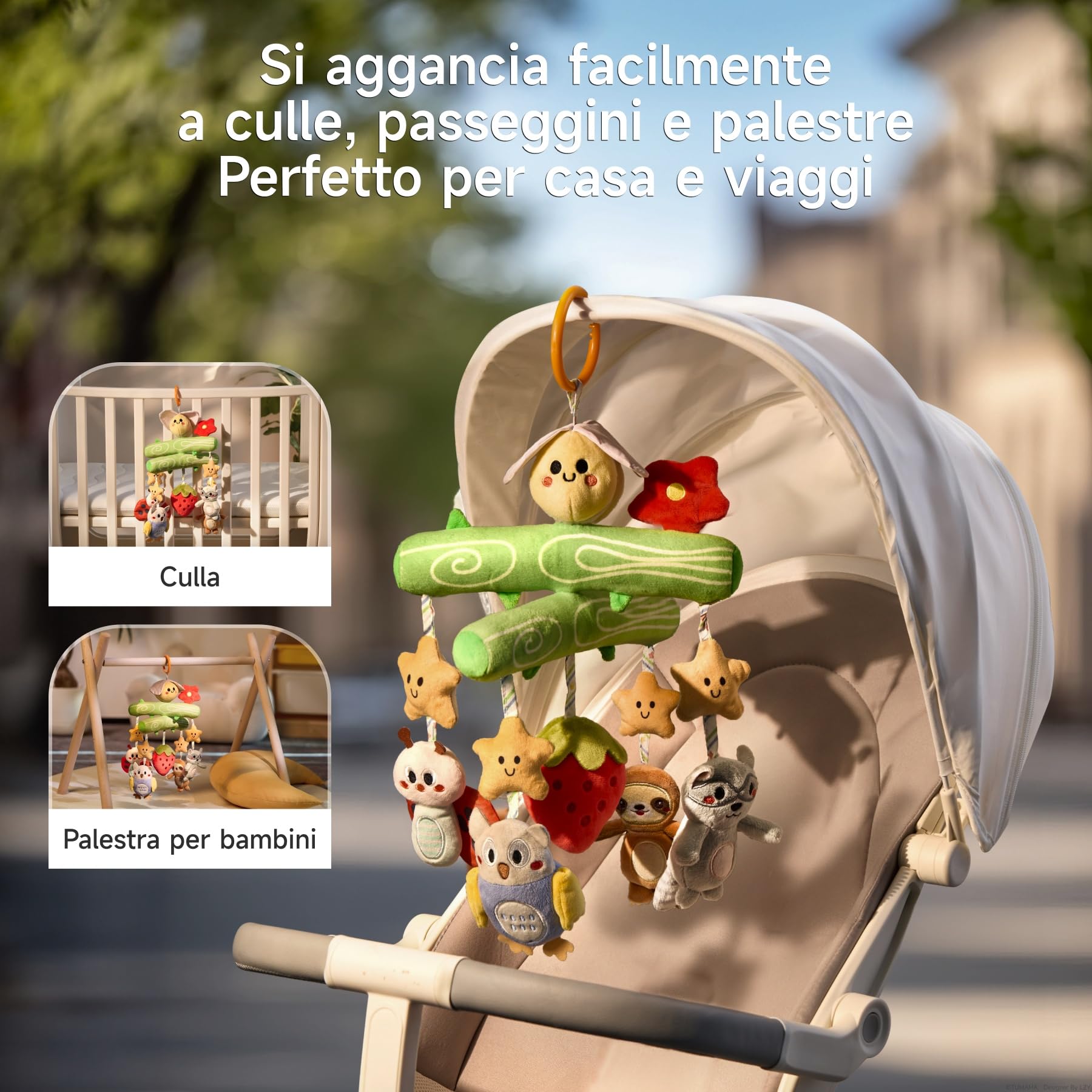 TUMAMA KIDS Giocattoli per Bambini 0 3 6 Mesi, Peluche ape Sonaglio Neonato con cigolii, grilli, Regalo Neonato Sensoriale Carillon per Neonati Passeggino Palestra Culla Giocattolo Appendere Attività