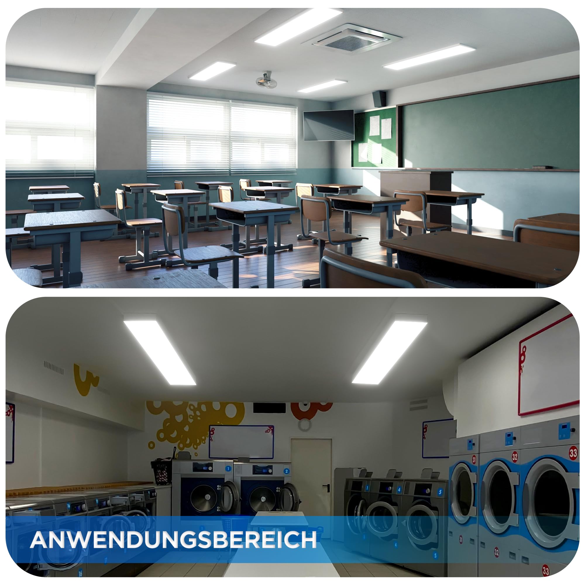LECOM 6x LED Panel 120x30 cm Kaltweiß 6500K mit Aufbaurahmen - 4000lm Deckenleuchte Deckenpanel Aufbau mit Rahmen Aufputz Flächenleuchte
