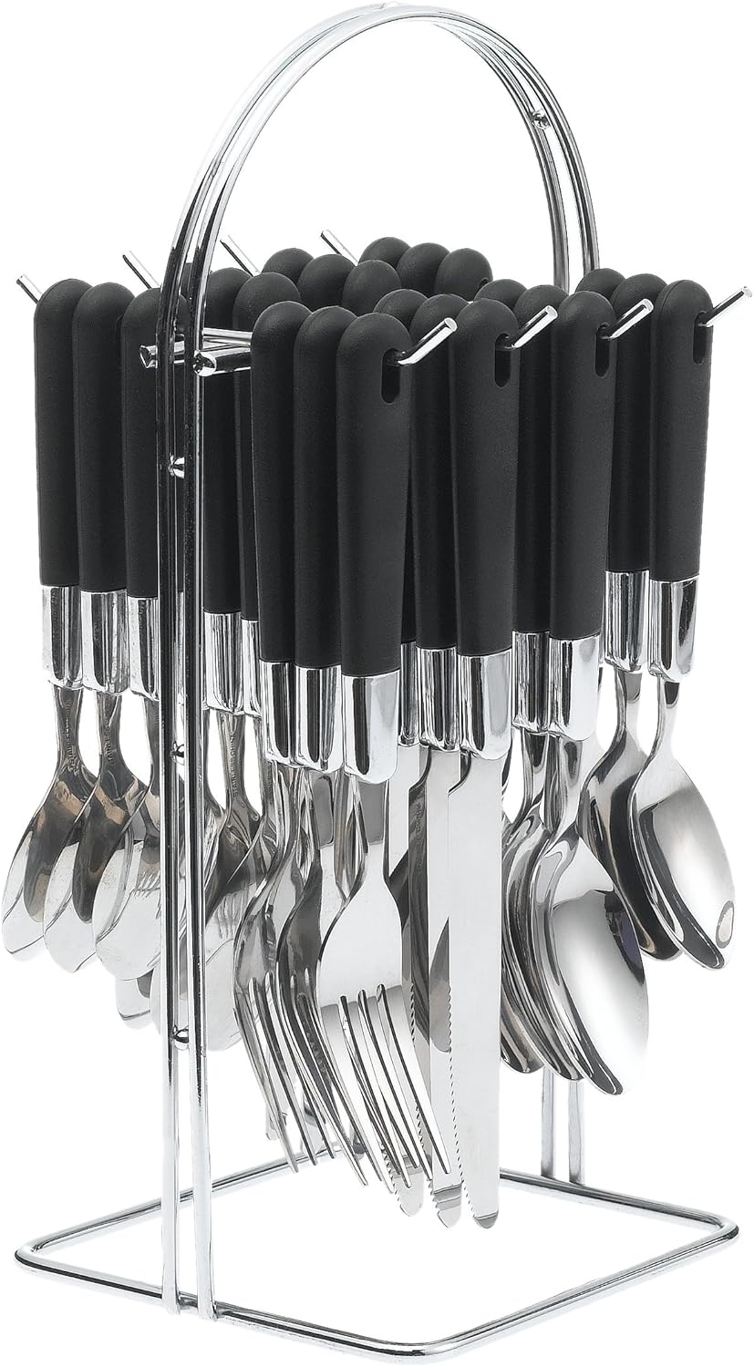 Prime Pacific Trading Flatware Set wiht Black Handles, 24