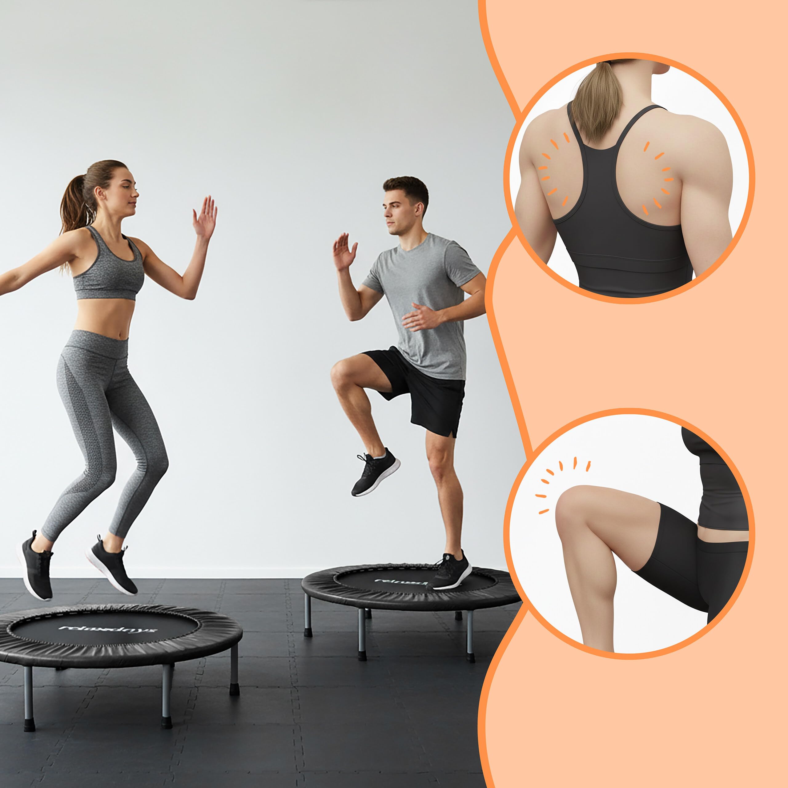 Relaxdays Trampolina do wnętrz, Ø 95 cm, składana mini trampolina do 100 kg, do uprawiania sportu i gimnastyki, trampolina fitness, czarna