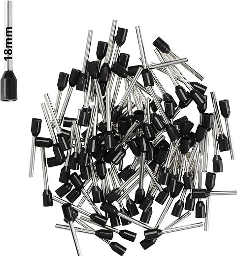 Afeld Elektro Aderendhülsen 1,50mm² schwarz isoliert Hülsenlänge 18mm Gesamtlänge 25,2mm 100 Stück für fein- und feinstdrähtige Leiter