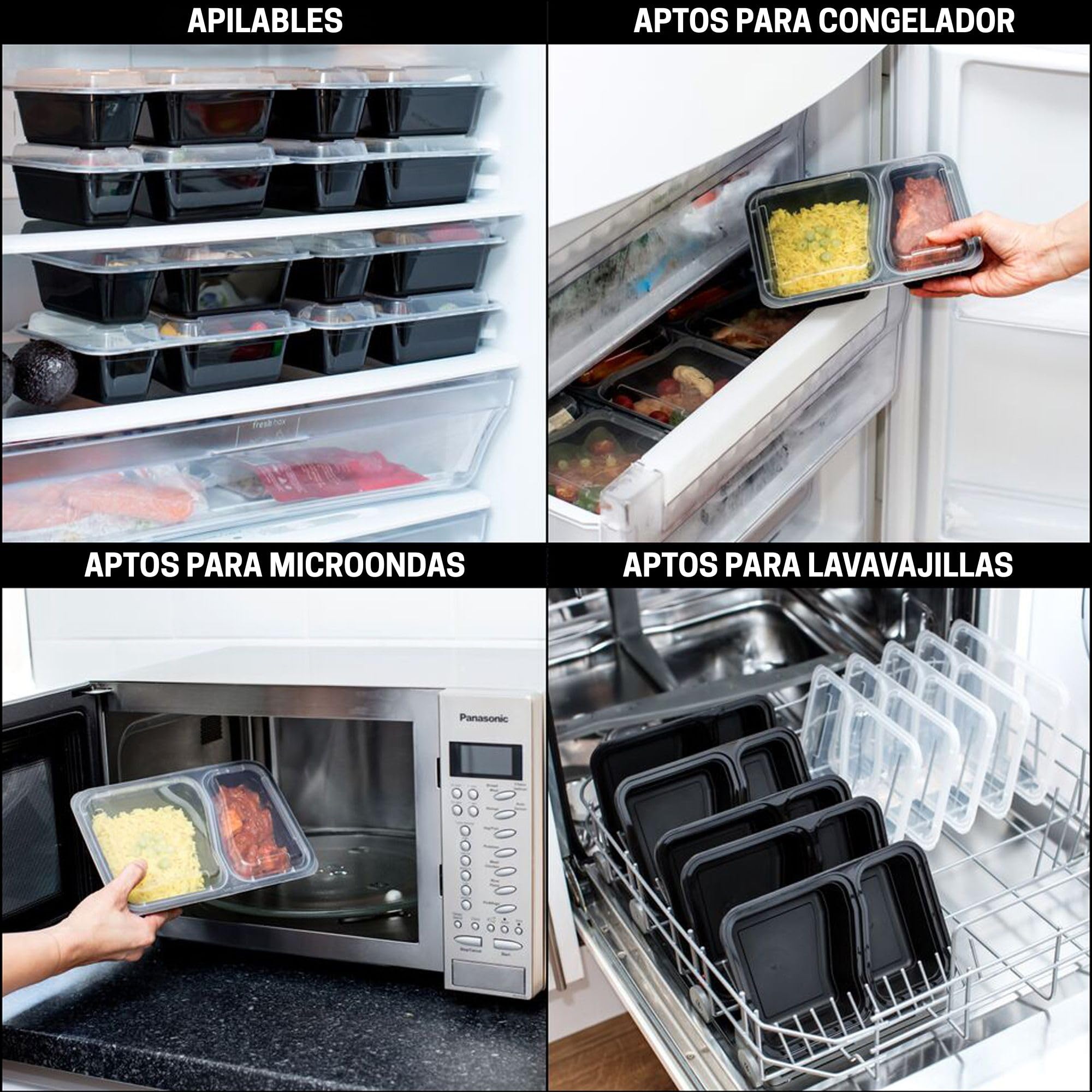 Igluu Meal Prep Recipientes para Alimentos de Plástico Reutilizables con Tapas (Set de 30) – Aptos para Microondas, Congelador y Lavavajillas – 828 ml – 1 Compartimento – Sin BPA