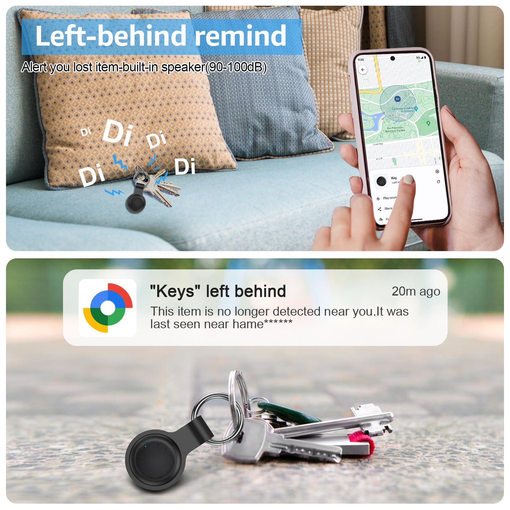 Air Tracker Tag Android, 4 Pezzi Smart Airtag Android, Funziona con Google Dov'è App, Bluetooth Trova Oggetti, Air Tracker Tag Bluetooth Localizzatore Chiavi per Chiavi/Bagagli/Valigie (Nero)