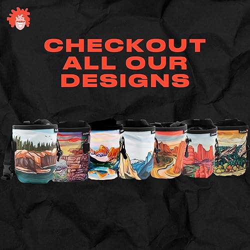 Miniatura 6 de Bolsa de tiza para escalada en roca, para exteriores, gimnasio y bouldering, cinturón ajustable, cierre de cordón duradero y bolsillo con cremallera