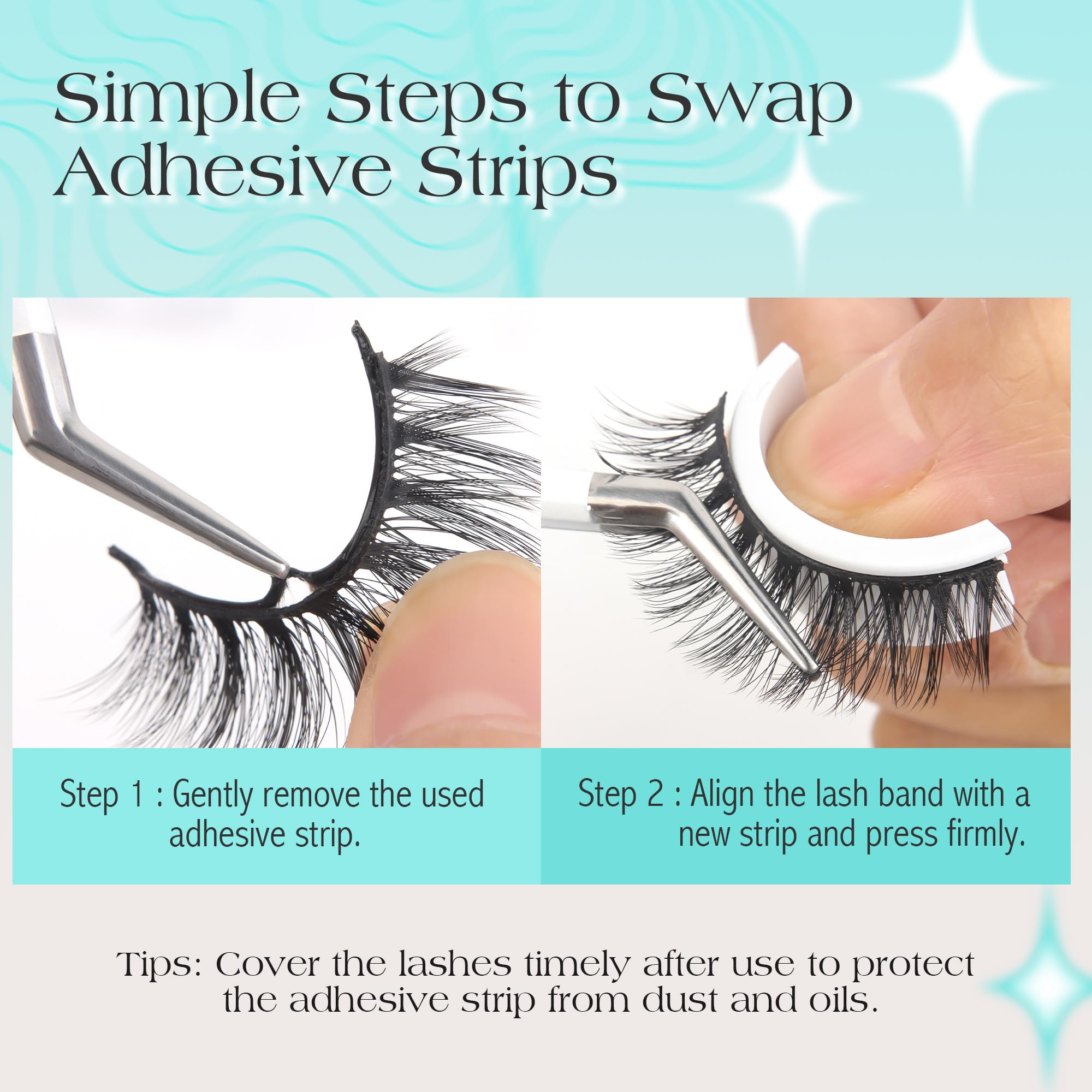 Bepholan Self Adhesive Eyelashes Natural Look,Pre Glued No Glue Needed Reusable Press On Lashes False Eyelashes Wispy with Tweezer of Replacement Adhesive Strips 8-14mm 5 Pairs(CVJ205)