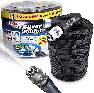 Original Pocket Hose Silver Bullet, 25-FT, 50-FT, 75-FT & 100-FT As Seen On TV, Lead-Free, Lightweight, Expanding Garden H...