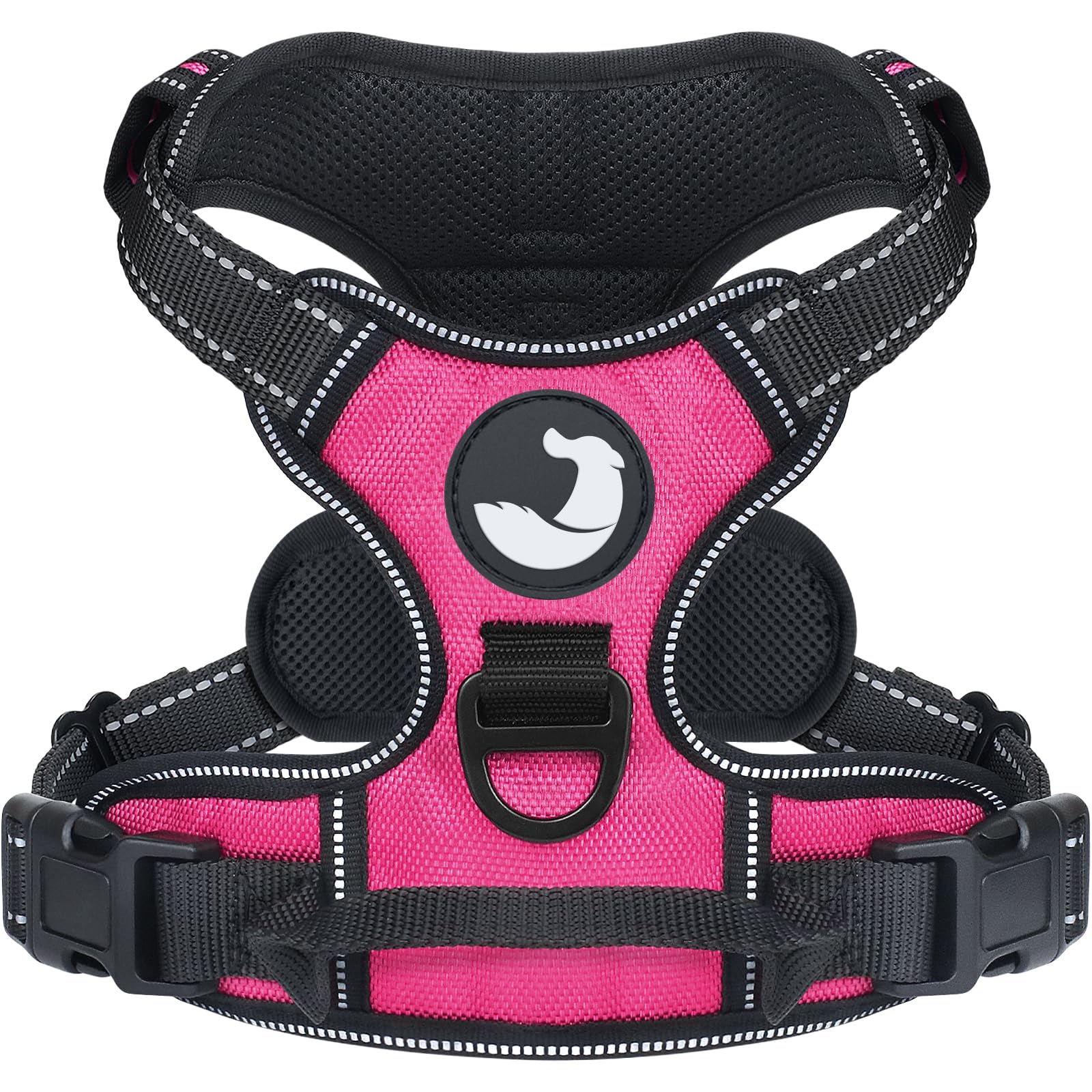 Joytale Pettorina Cane Taglia Media, Pettorina ad h Traspirante Riflettente per Cane, Anti Tiro con 2 Ganci in Metallo, Gilet per Cani Regolabile per Camminare con Comodo Maniglia, Rosa Caldo, M