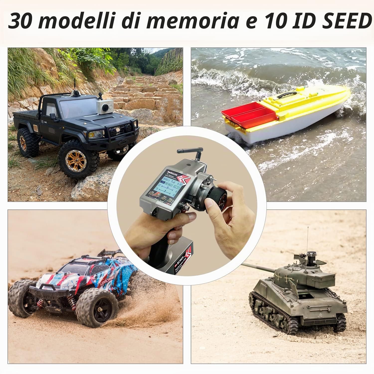 Radiolink RC6GS V3 RC Trasmettitore Radiocomando 7 Canali con Ricevitore Giroscopico R7FG, Telemetria di Tensione, 2,4 GHz per Chenille Buggy Auto Derivante Barca Carro Robot(Solo menu in inglese) | 7 canali 2.4Ghz | Telemetria di tensione