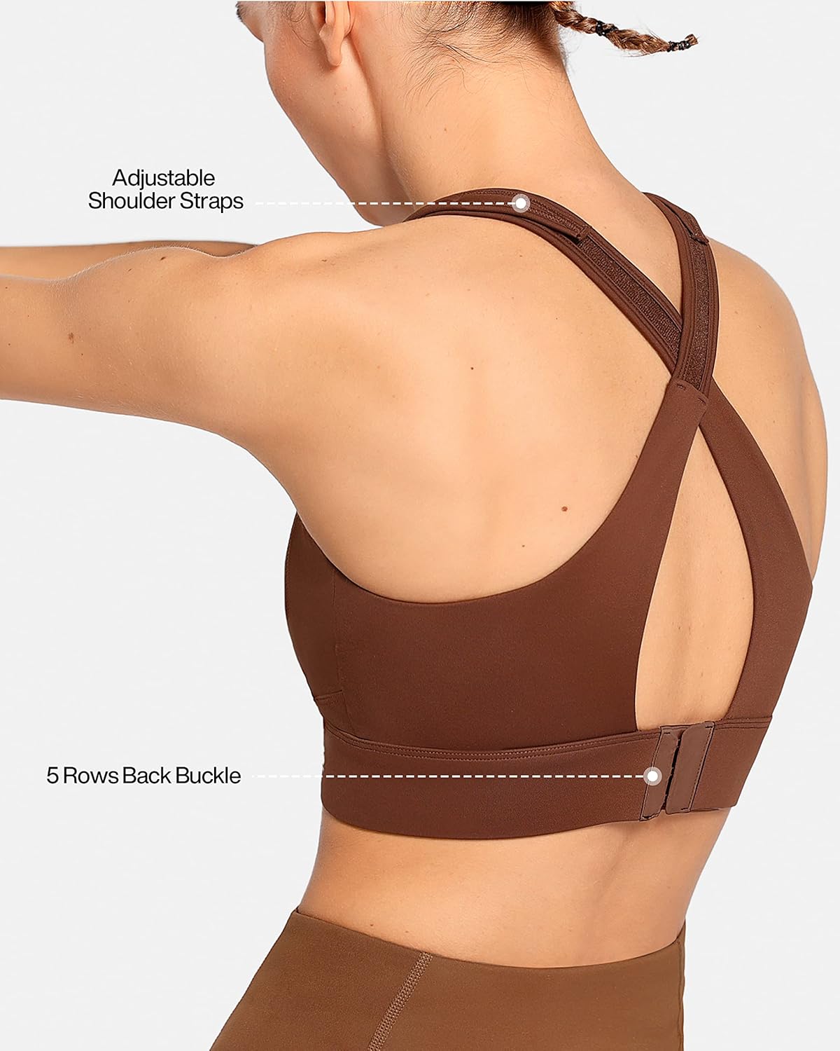 Zip Front Adjustable High Impact Sports Bras for Women Large Breasts Full Coverage Workout Running Removable Pads - Image 3