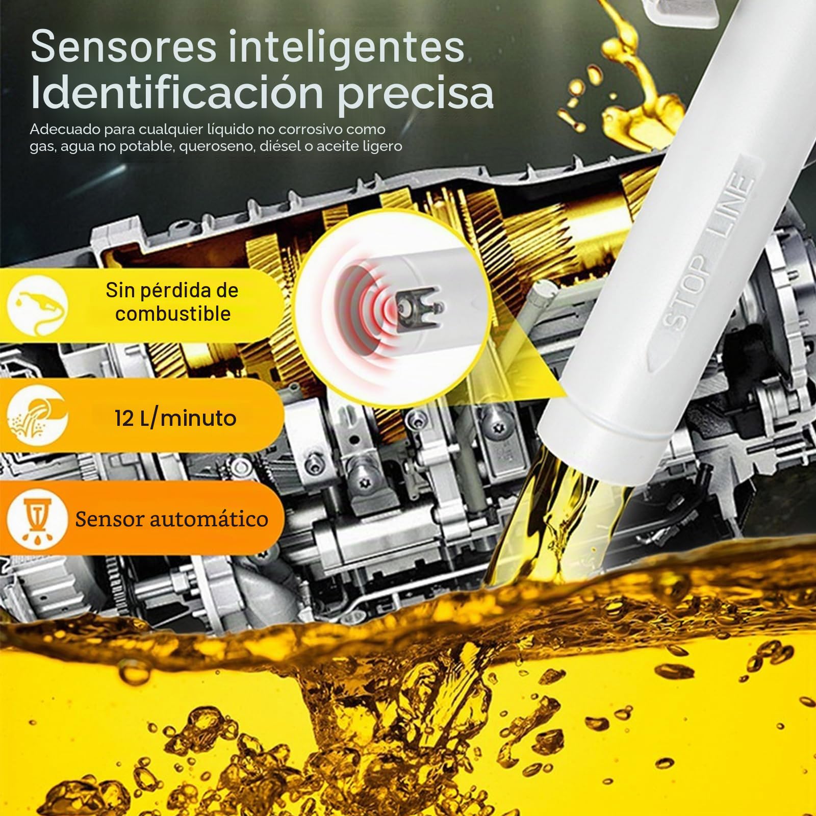 Bomba de combustible HOSPAOP, eléctrica, con parada automática, para bidones de gasolina, diésel y aceite, roja, de 20 litros, ABS