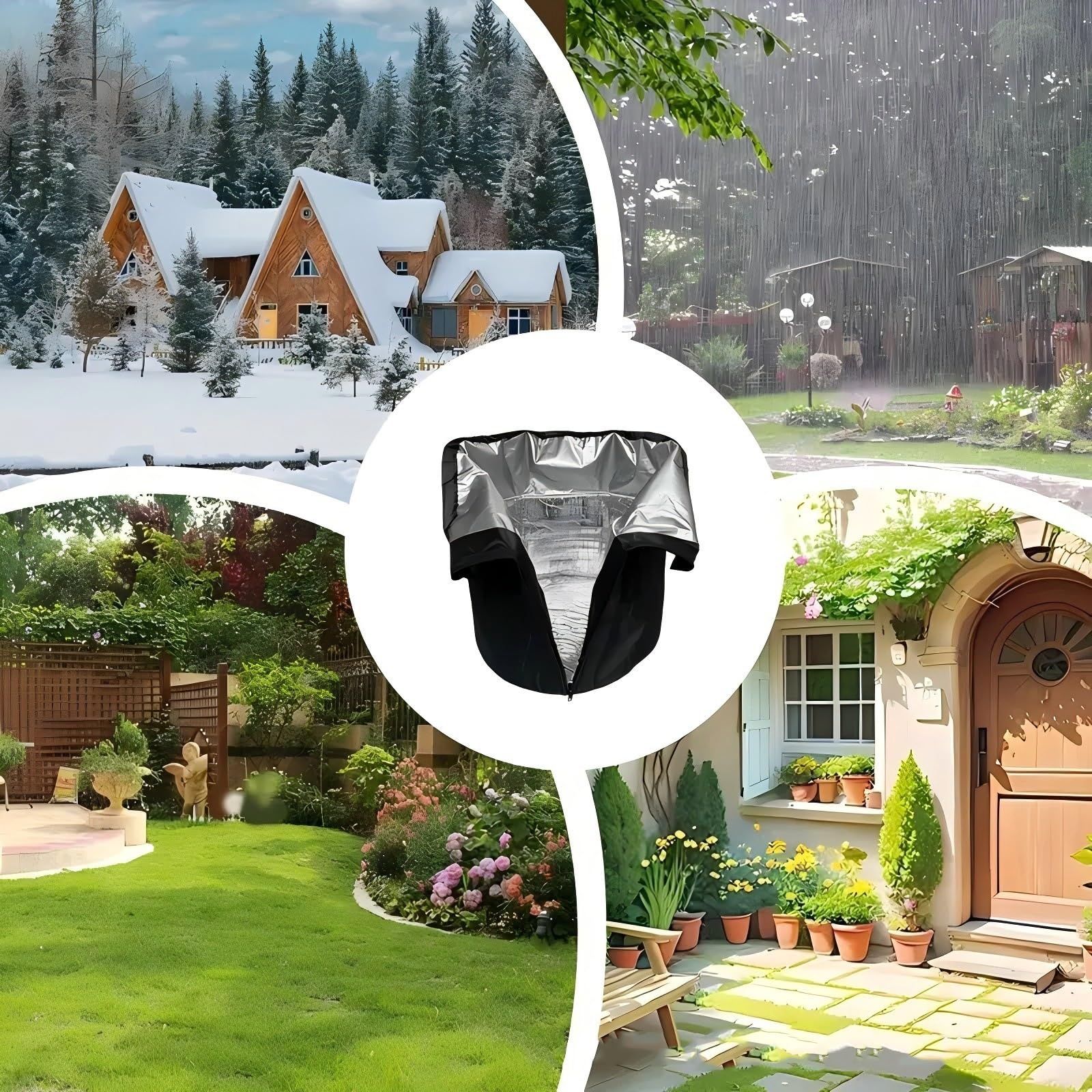 Funda de protección para plantas de invierno, funda para macetas al aire libre con cordón y cremallera, bolsa protectora para macetas