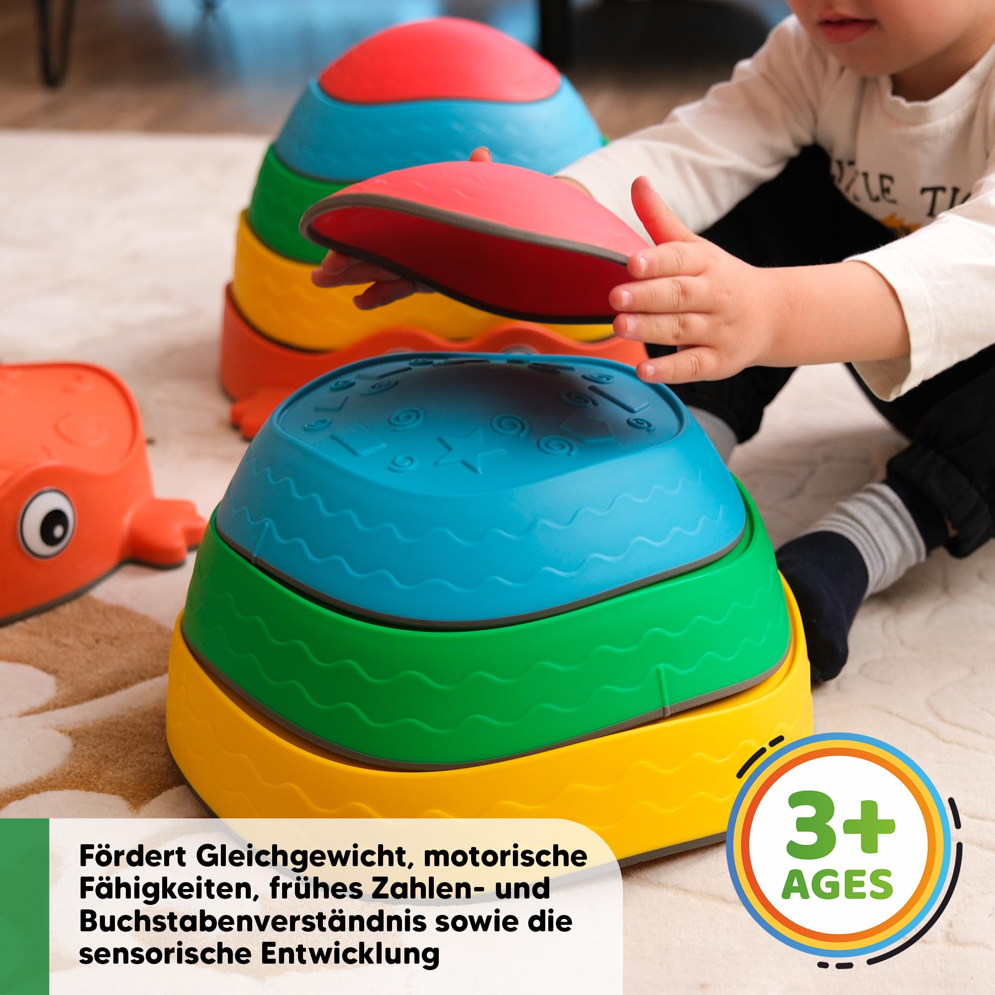 Balanciersteine Spielzeug für Kinder - Rutschfest & stabil - Montessori Stapelsteine fördert Gleichgewicht, Motorik & Kreativität - Geschenkidee & Lernspielzeug - Indoor & Outdoor geeignet