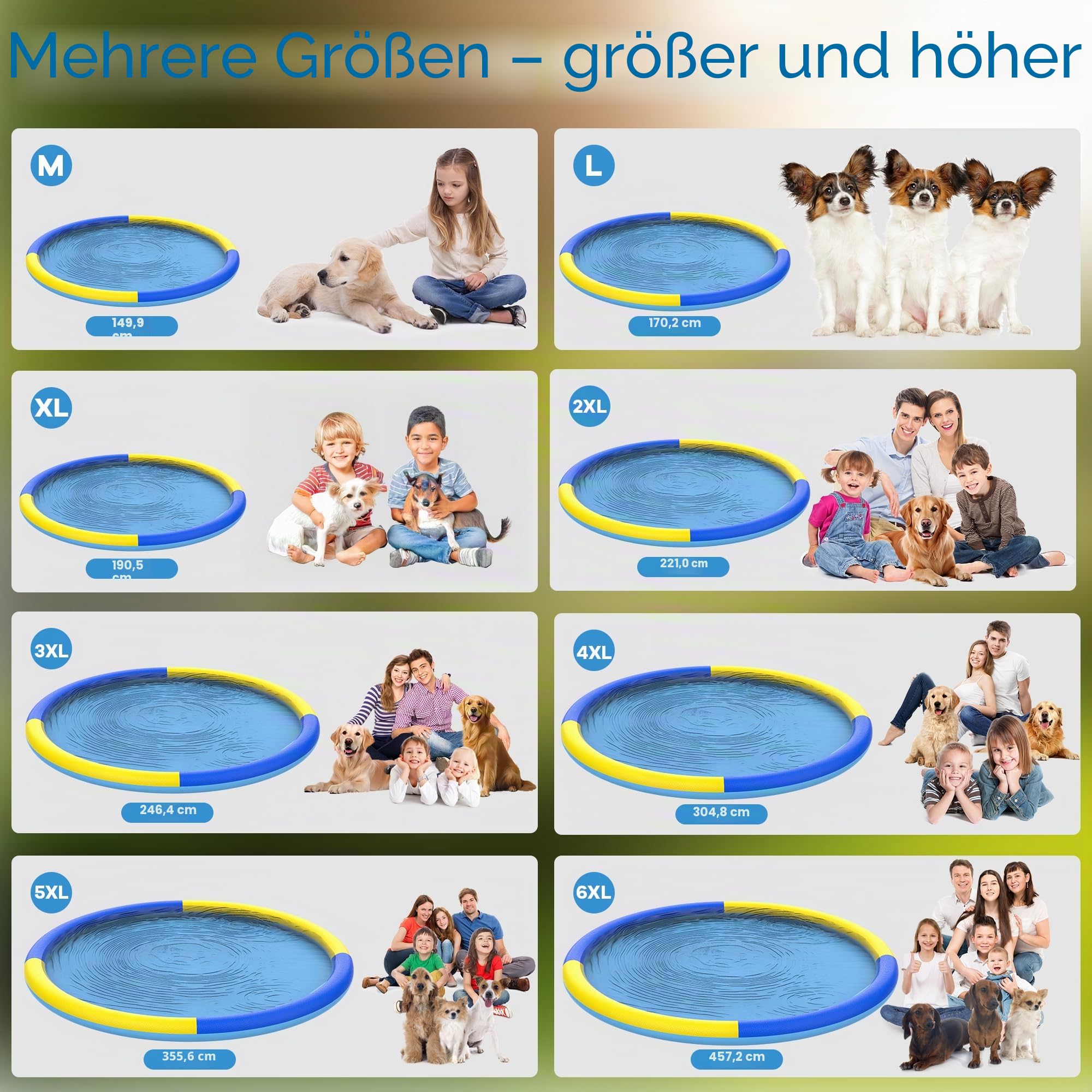 CACSPS 190,5 cm rutschfestes Spritzpad für Kinder und Hunde, verdickter Sprinkler-Pool, Sommer, Outdoor-Wasserspielzeug, extra großes Hinterhof-Planschbecken für Kinder, Jungen und Mädchen oder