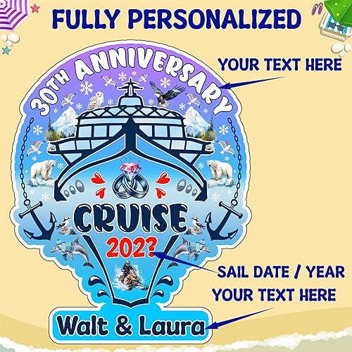 Miniatura 4 de Imán de decoración de puerta de crucero de aniversario, reutilizable, personalizado, 25, 30, 40 aniversario, decoración magnética para puerta de