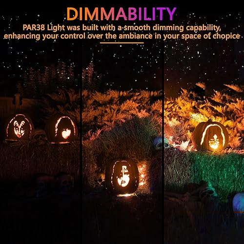 Miniatura 4 de Paquete de 4 luces de inundación naranjas PAR38 para exteriores, bombillas naranjas regulables, 20 W (equivalente a 200 W), base E26, bombillas de