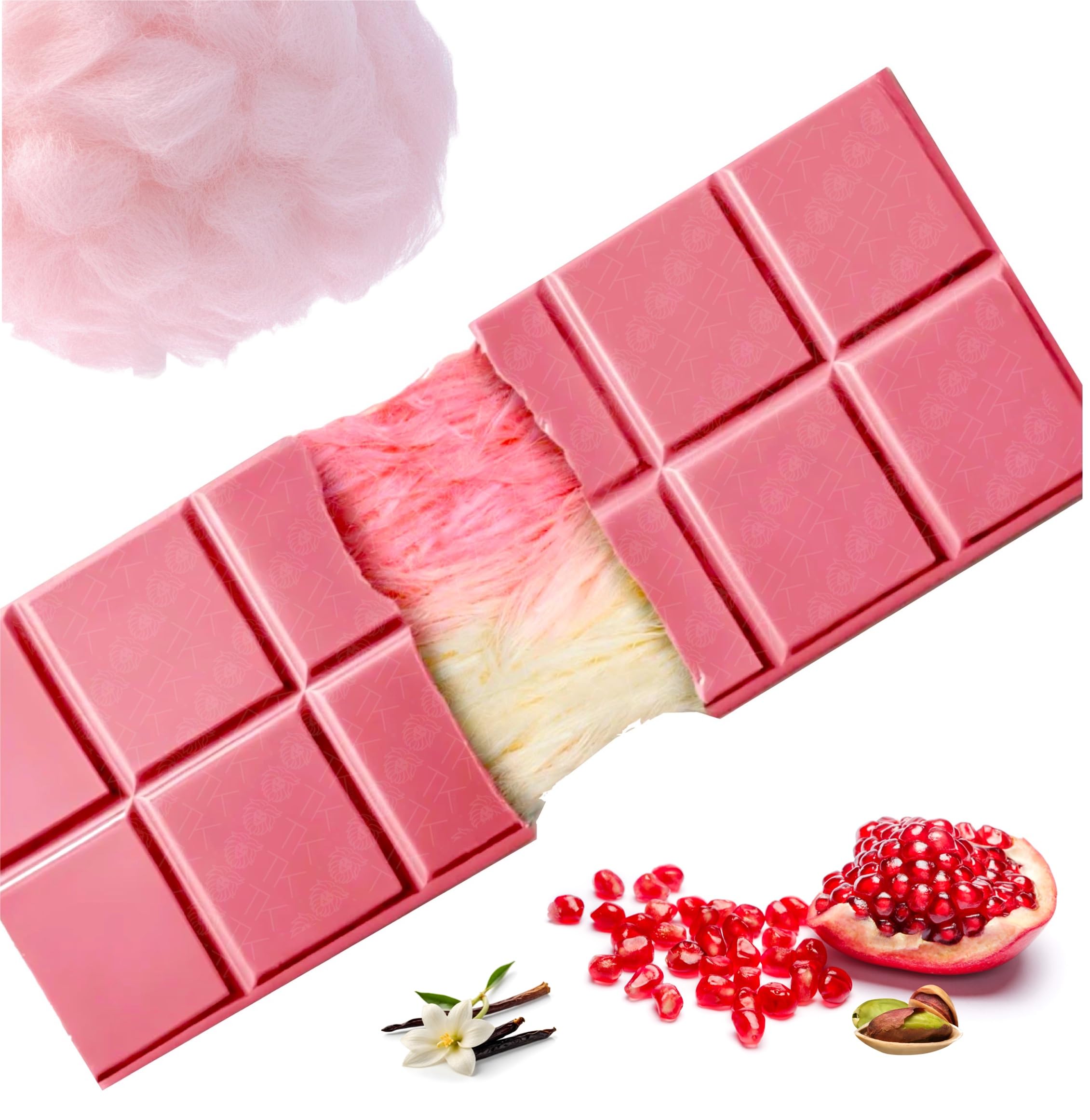 Angel Hair Chocolate pink - z granatem, aromatem wanilii, anielską watą cukrową i kremem pistacjowym - batonik 60 gramów - Dubai Chocolate 2.0
