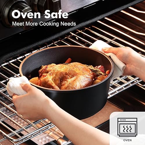 Miniatura 5 de SENSARTE Juego de ollas y sartenes antiadherentes, juego de cocina antiadherente, apto para lavavajillas y horno, compatible con inducción, libre de