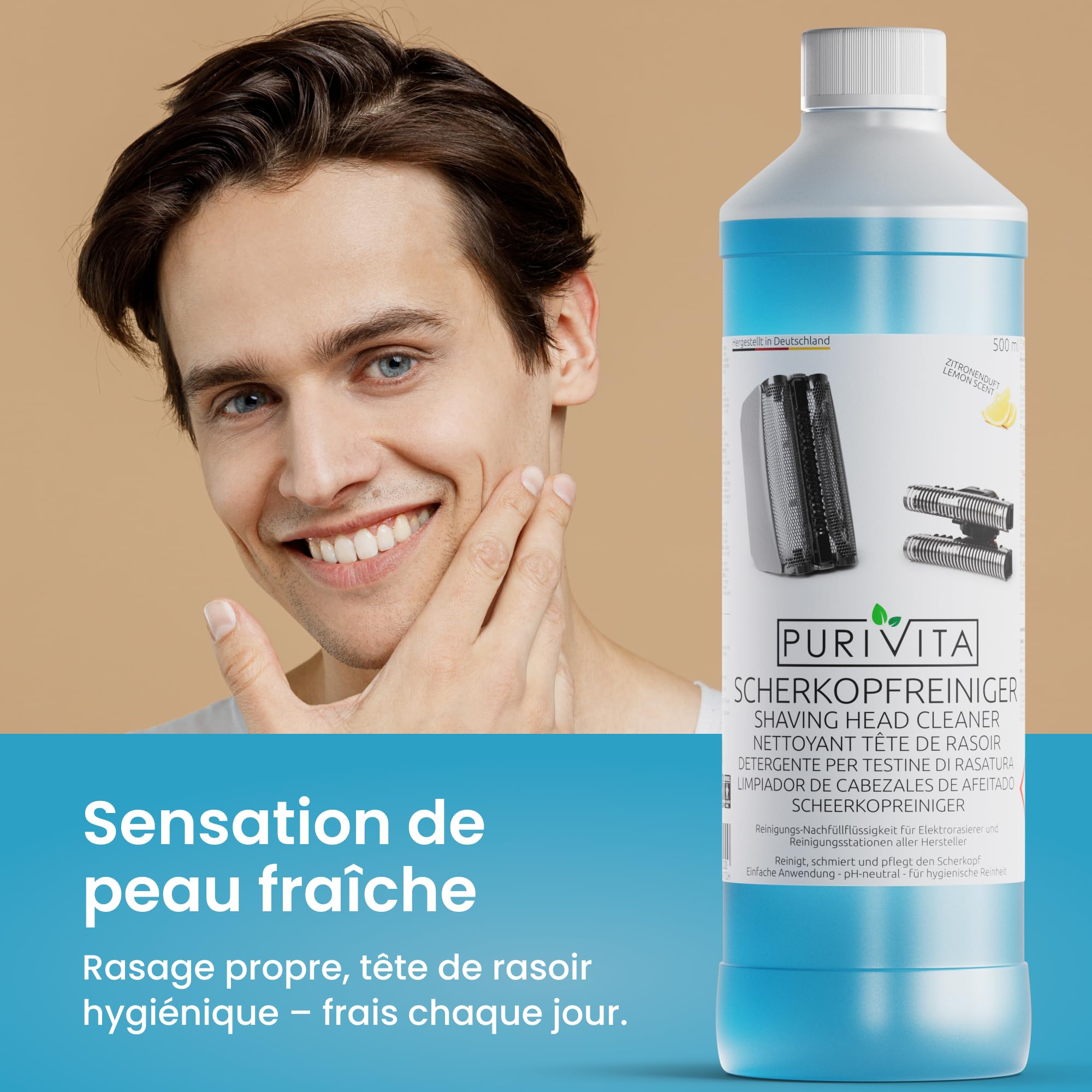Purivita - Nettoyant Rasoir 3000 ml - Compatible avec Braun et Phillips - Liquide de remplissage