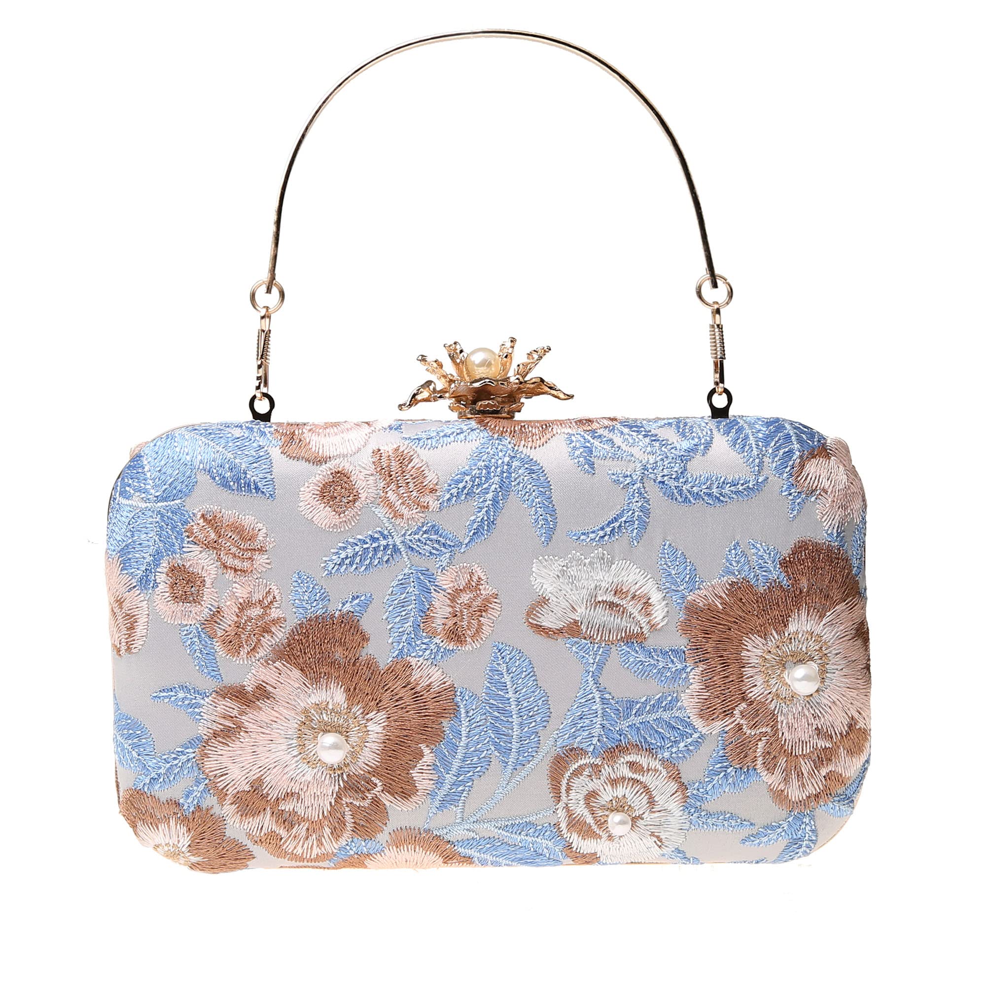 COAIMANEYWomens Vintage Floral Embroidery Clutch Evening Handbag Shoulder Bags Purse for Wedding Party Prom